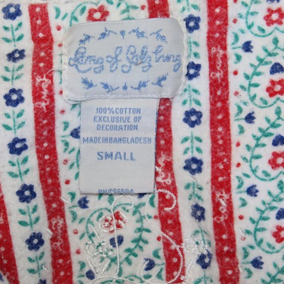 Lanz of Salzburg Red Tyrolean Hearts Flowers Flannel Nightgown Women's Small - Picture 9 of 9